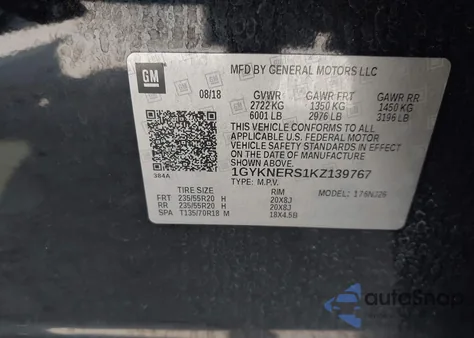 2019 Cadillac Xt5 Premium Luxury из США, поврежденный, VIN 1GYKNERS1KZ139767